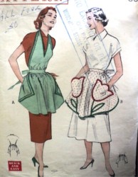 5939 BUTTERICK 50s EZ 1 YARD APRON/ HOSTESS APRON TULIP POCKET PATTERNS